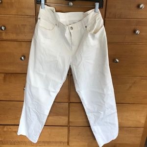 Eileen Fisher Classic 5 Pocket Riveted Organic Cotton White Jeans Sz16